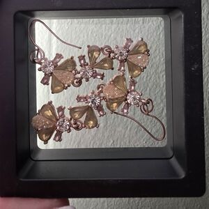 Time and Tru Gold and Pink Heart Earrings